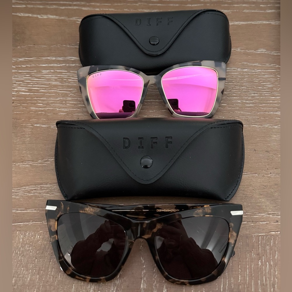 Diff Eyewear Pink and Tortoise Sunglasses Set